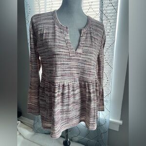 Maurices Peplum Blouse - Pink and White